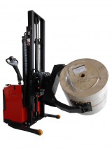 Counterbalanced pedestrian Stacker with reels rotating clamp